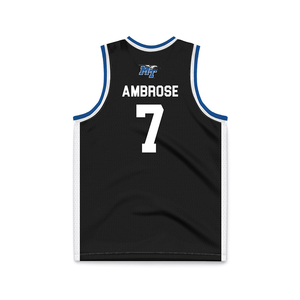 MTSU - NCAA Men's Basketball : Charvez Ambrose - Black Basketball Jersey-1