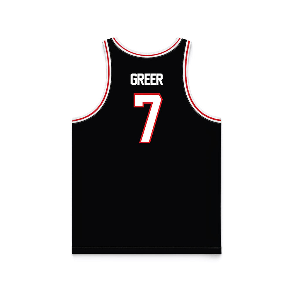 Davidson - NCAA Men's Basketball : RJ Greer - Black Basketball Jersey-1