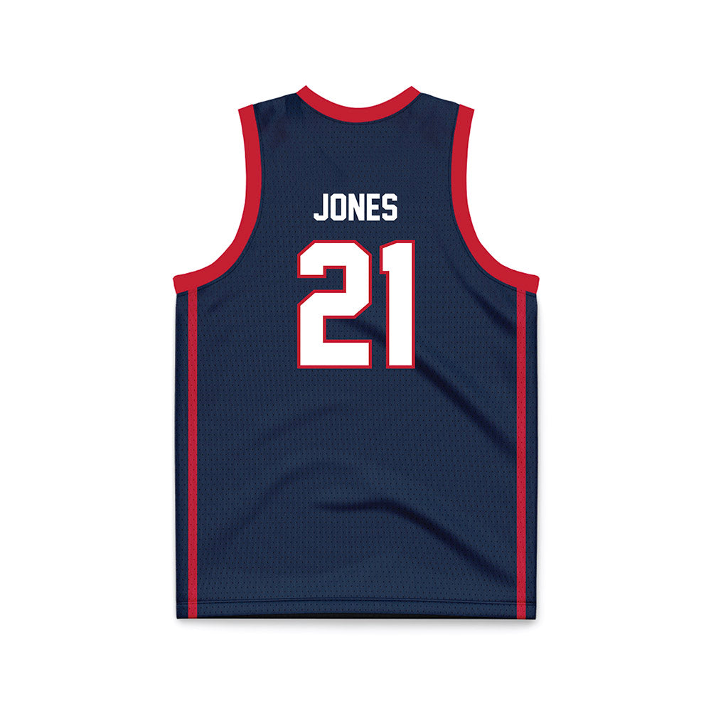 Samford - NCAA Men's Basketball : Rylan Jones - Navy Basketball Jersey-1