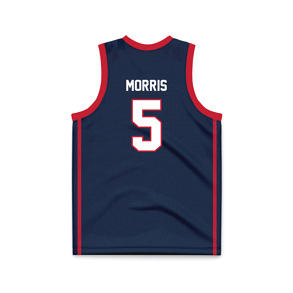 Samford - NCAA Women's Basketball : Francie Morris - Navy Basketball Jersey-1