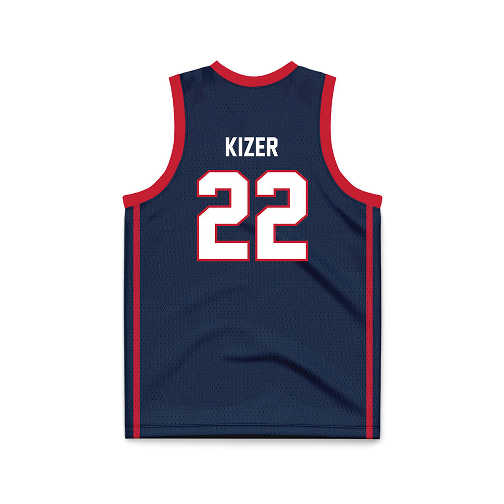 Samford - NCAA Men's Basketball : Thomas Kizer - Navy Basketball Jersey-1