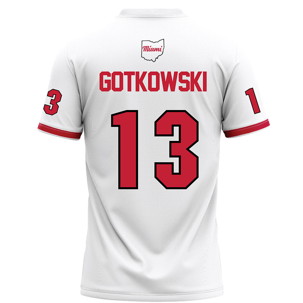 Miami of Ohio - NCAA Football : Thomas Gotkowski - White Football Jersey-1