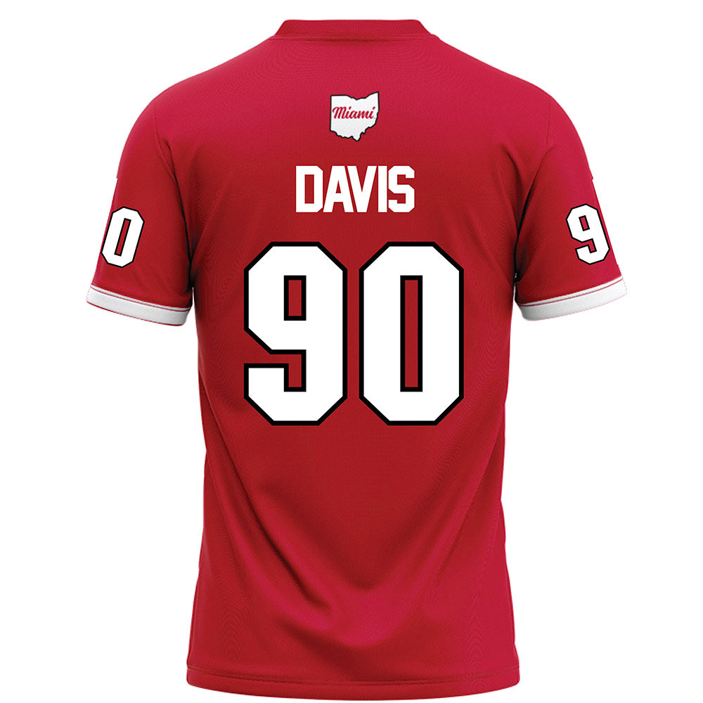 Miami of Ohio - NCAA Football : Donovan Davis - Red Football Jersey-1