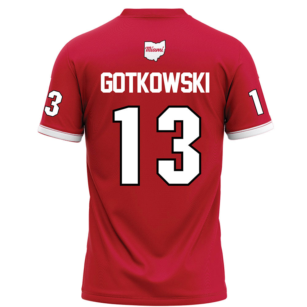 Miami of Ohio - NCAA Football : Thomas Gotkowski - Red Football Jersey-1