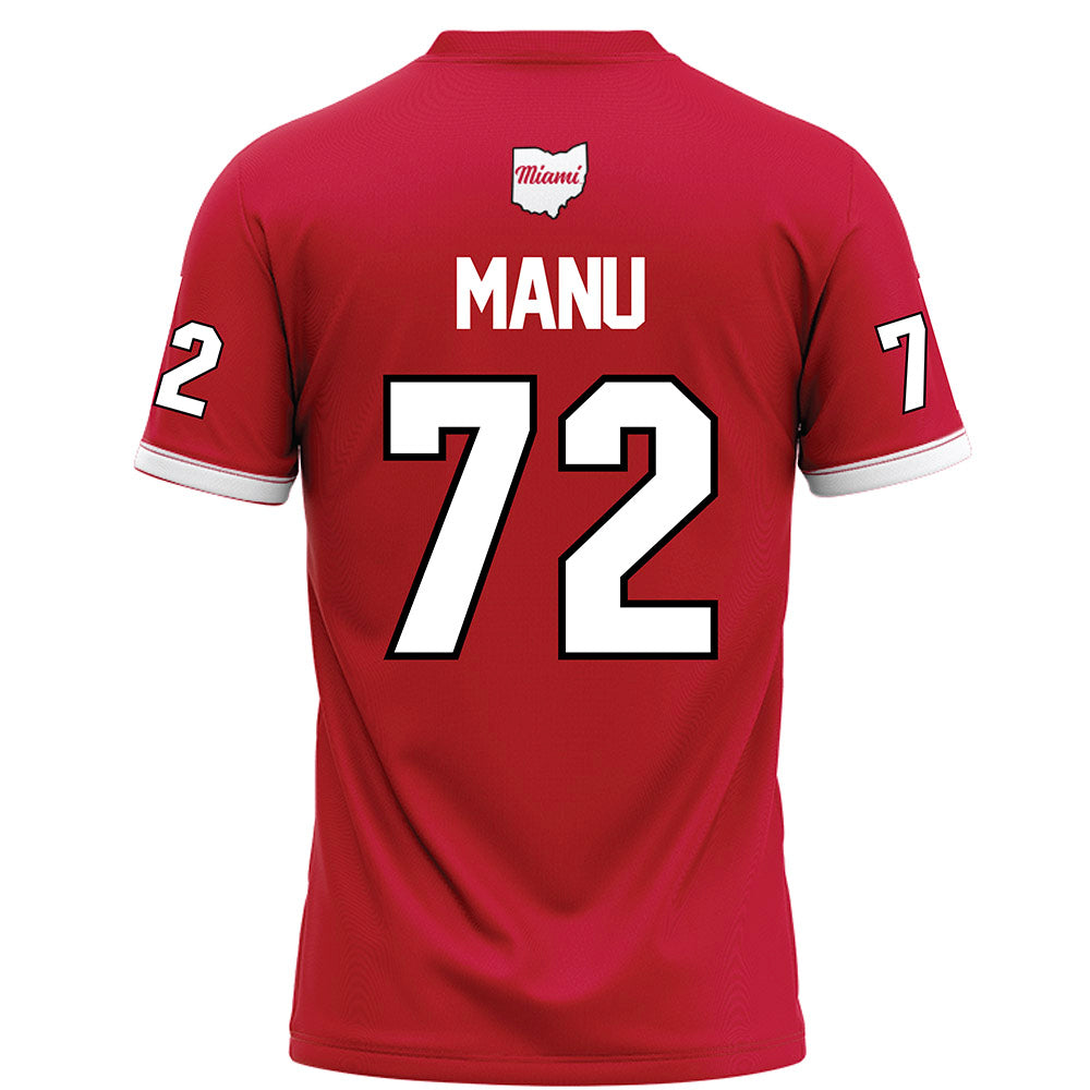 Miami of Ohio - NCAA Football : Kris Manu - Red Football Jersey-1