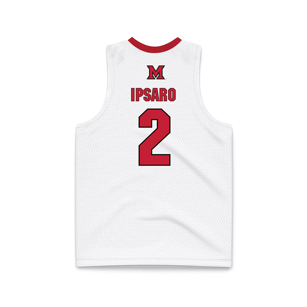 Miami of Ohio - NCAA Men's Basketball : Evan Ipsaro - White Basketball Jersey-1