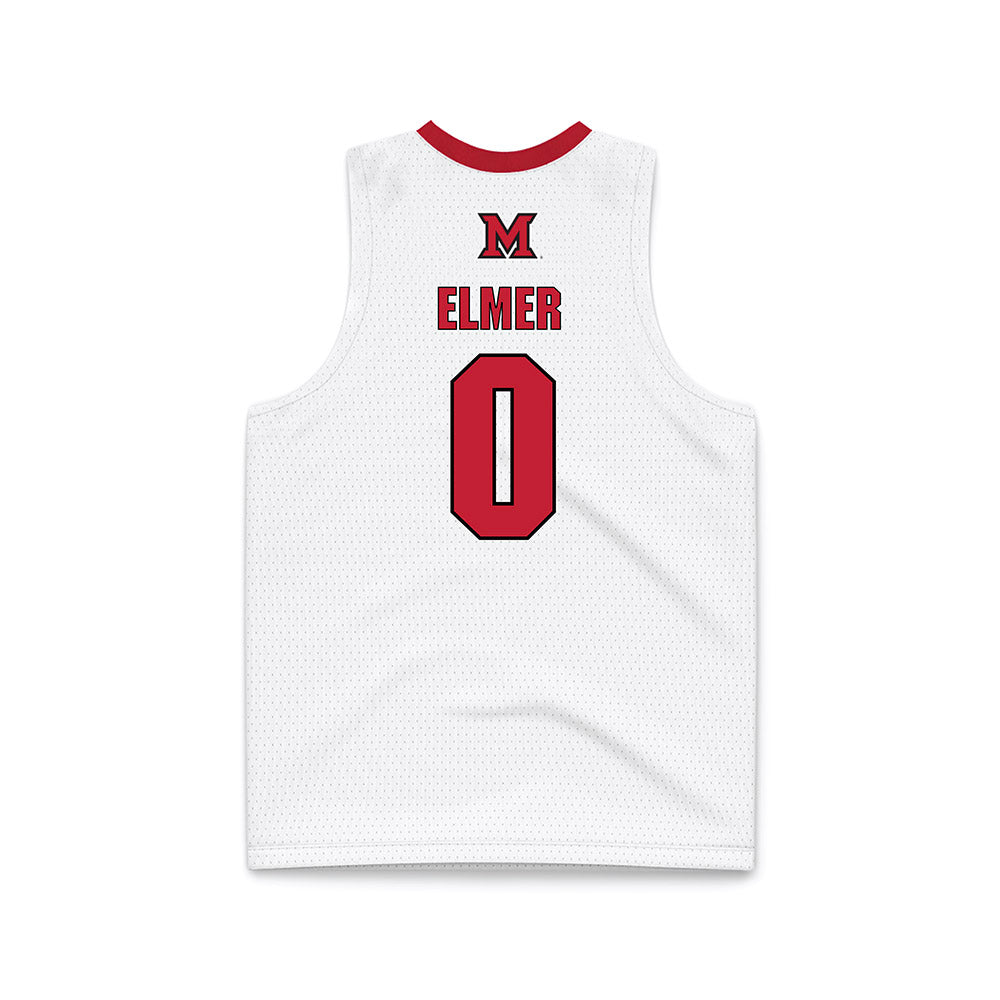 Miami of Ohio - NCAA Men's Basketball : Eian Elmer - White Basketball Jersey-1