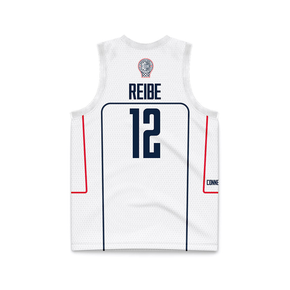 UConn - NCAA Men's Basketball : Eric Reibe - White Basketball Jersey-1