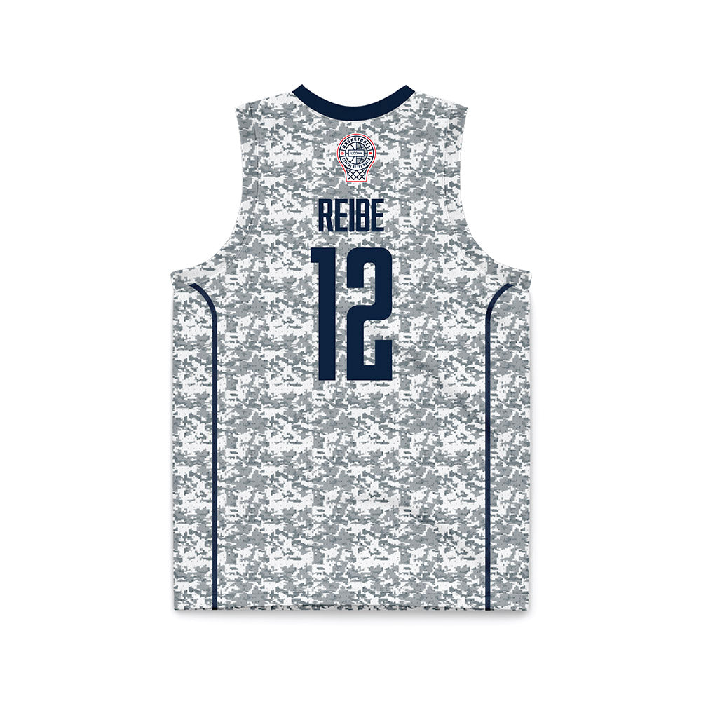UConn - NCAA Men's Basketball : Eric Reibe - White Camo Basketball Jersey-1