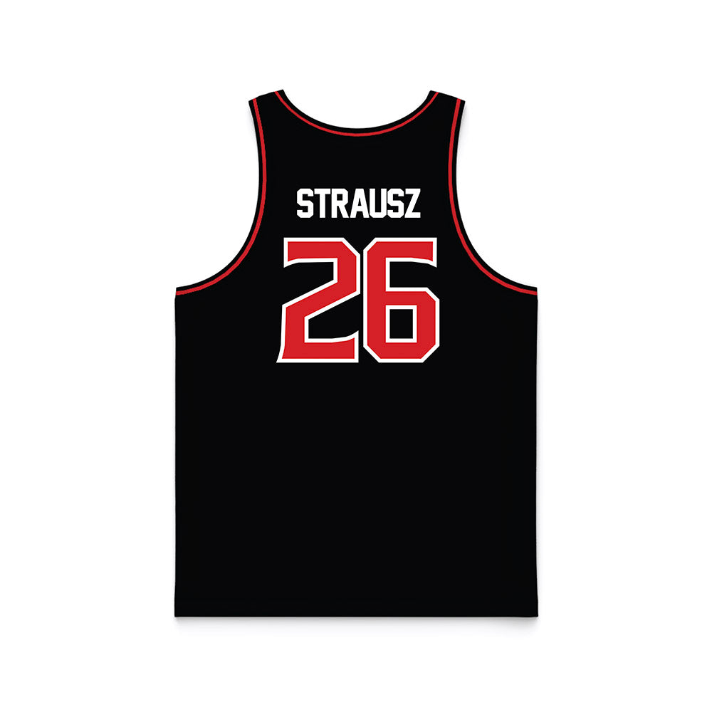 Davidson - NCAA Women's Basketball : Edina Strausz - Black Basketball Jersey