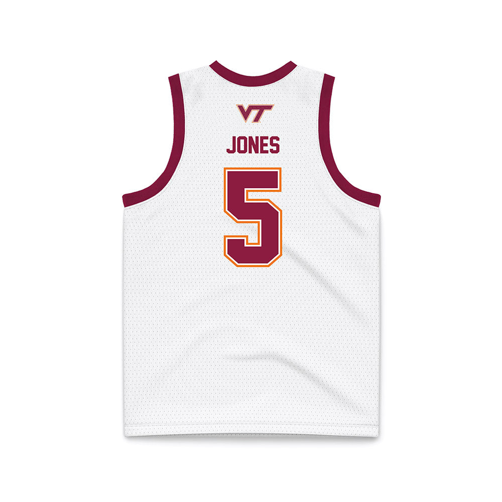 Virginia Tech - NCAA Men's Basketball : SinCere Jones - White Basketball Jersey-1
