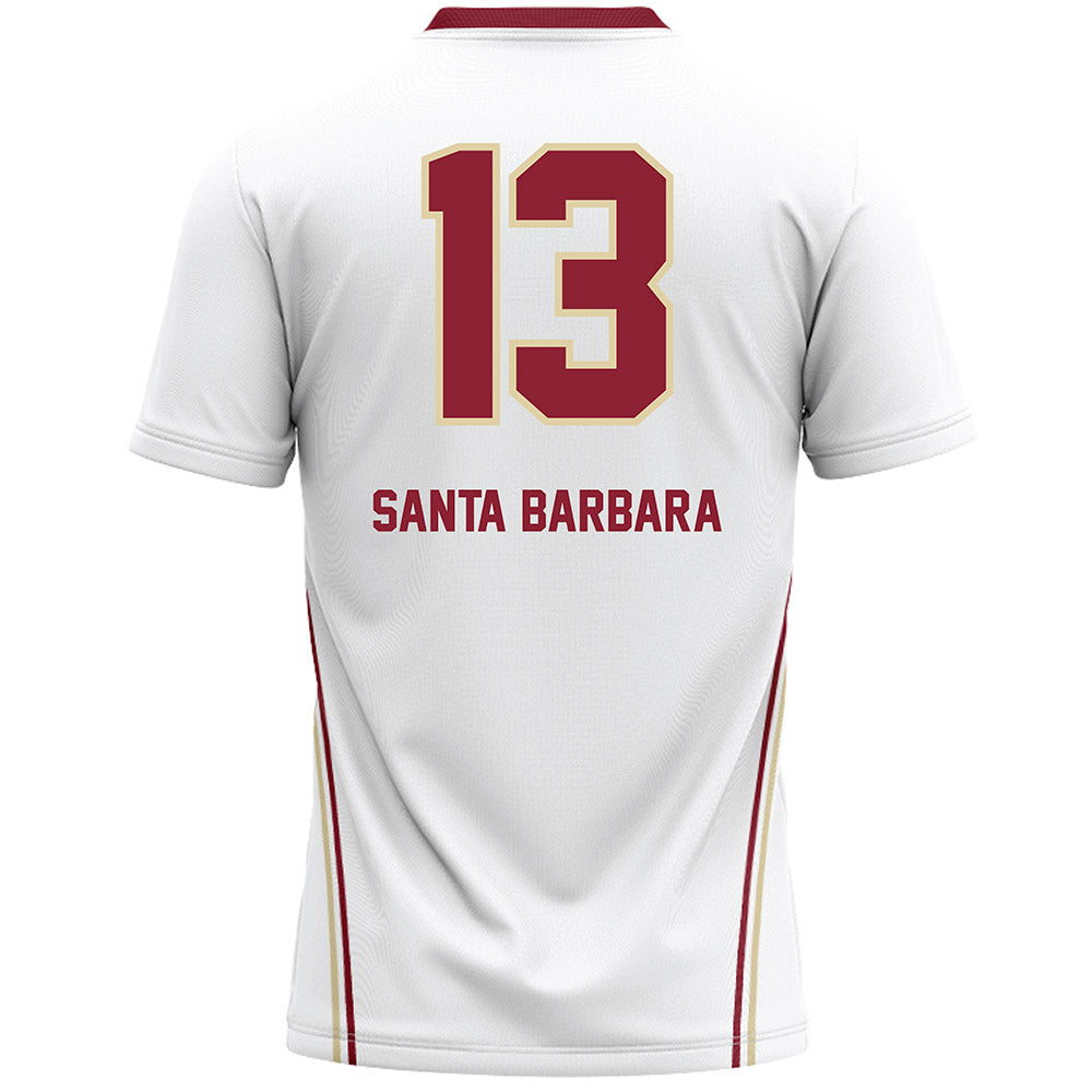 Elon - NCAA Women's Lacrosse : Mj Santa Barbara - White Lacrosse Jersey -1