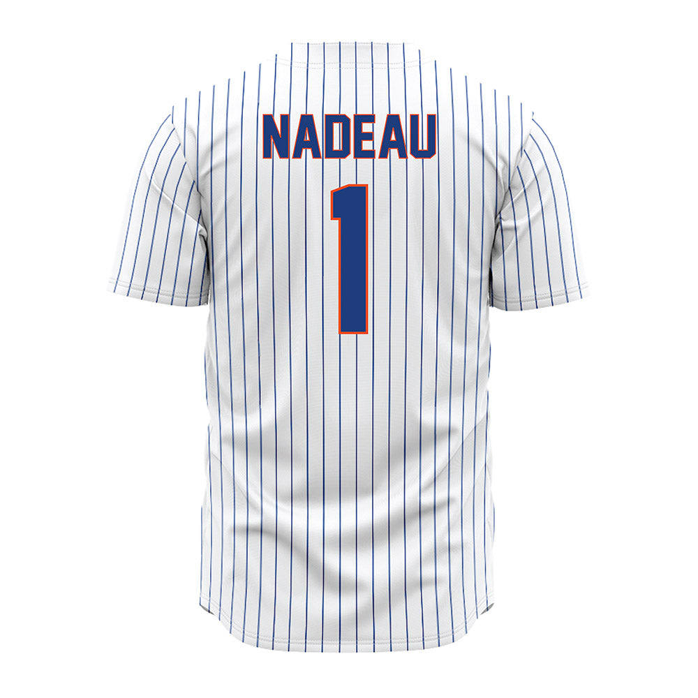 Florida - NCAA Baseball : Justin Nadeau - White Pinstripe Jersey