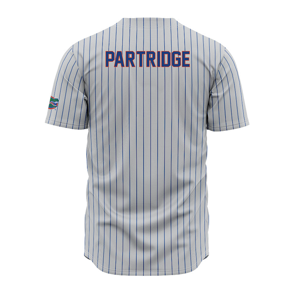 Florida - NCAA Baseball : Nic Partridge - Grey Pinstripe Jersey-1
