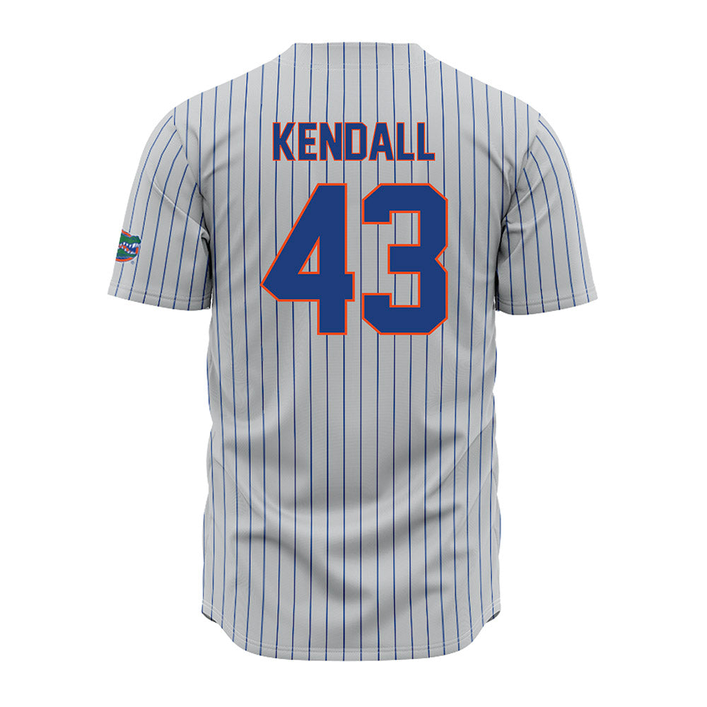 Florida - NCAA Baseball : Jacob Kendall - Grey Pinstripe Jersey-1