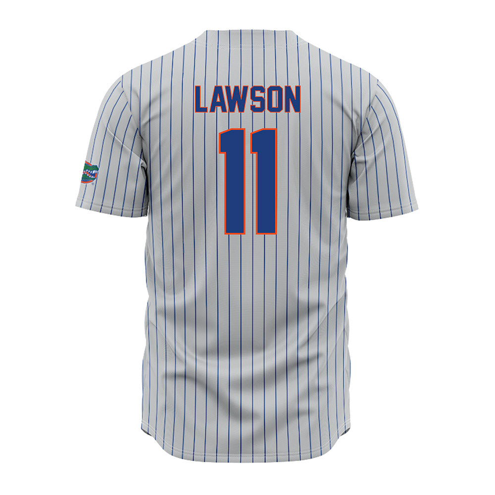 Florida - NCAA Baseball : Brendan Lawson - Grey Pinstripe Jersey-1