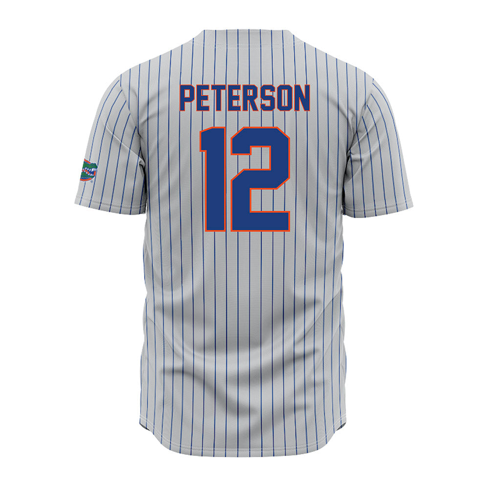 Florida - NCAA Baseball : Liam Peterson - Grey Pinstripe Jersey
