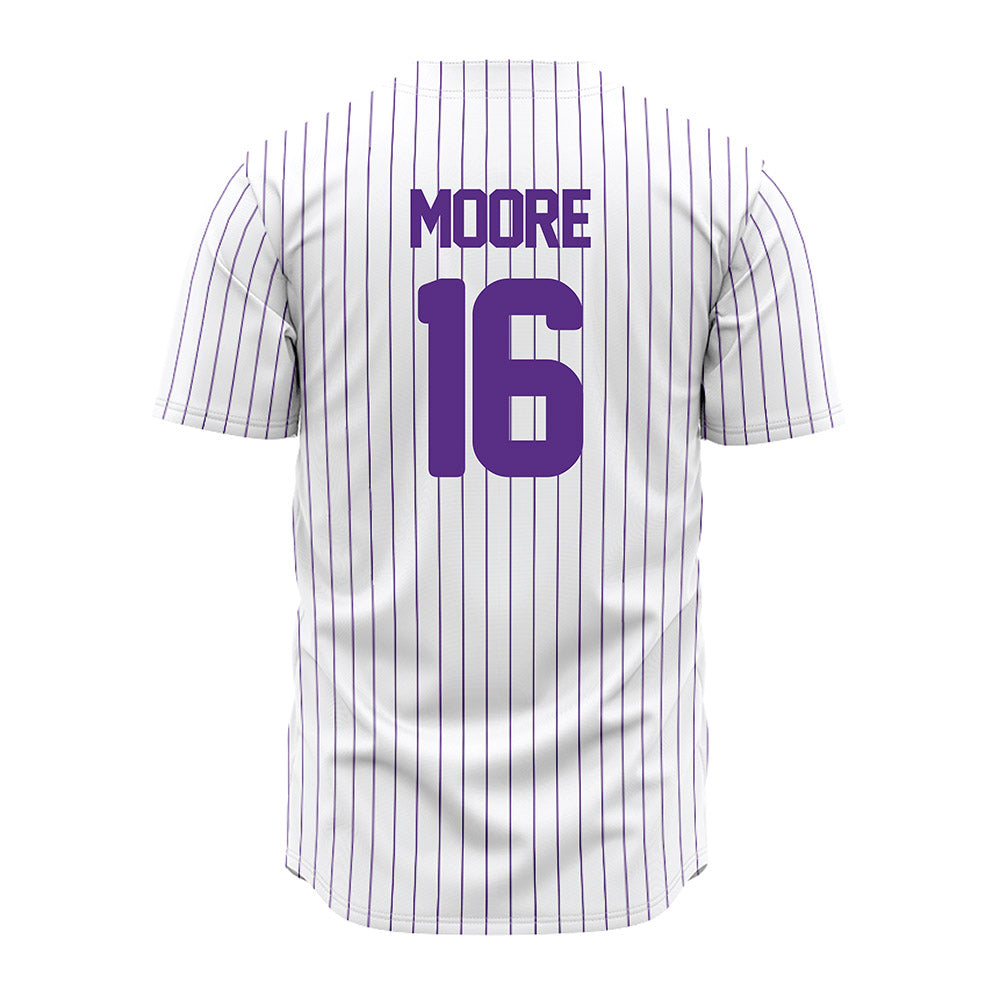 North Alabama - NCAA Baseball : Ethan Moore Moore - White Pin Stripe Jersey-1
