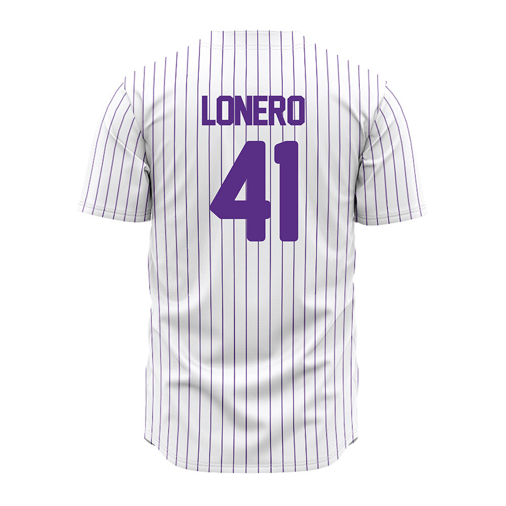 North Alabama - NCAA Baseball : Gio LoNero - White Pin Stripe Jersey-1