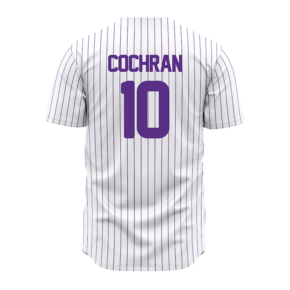 North Alabama - NCAA Baseball : Charlie Cochran - White Pin Stripe Jersey-1