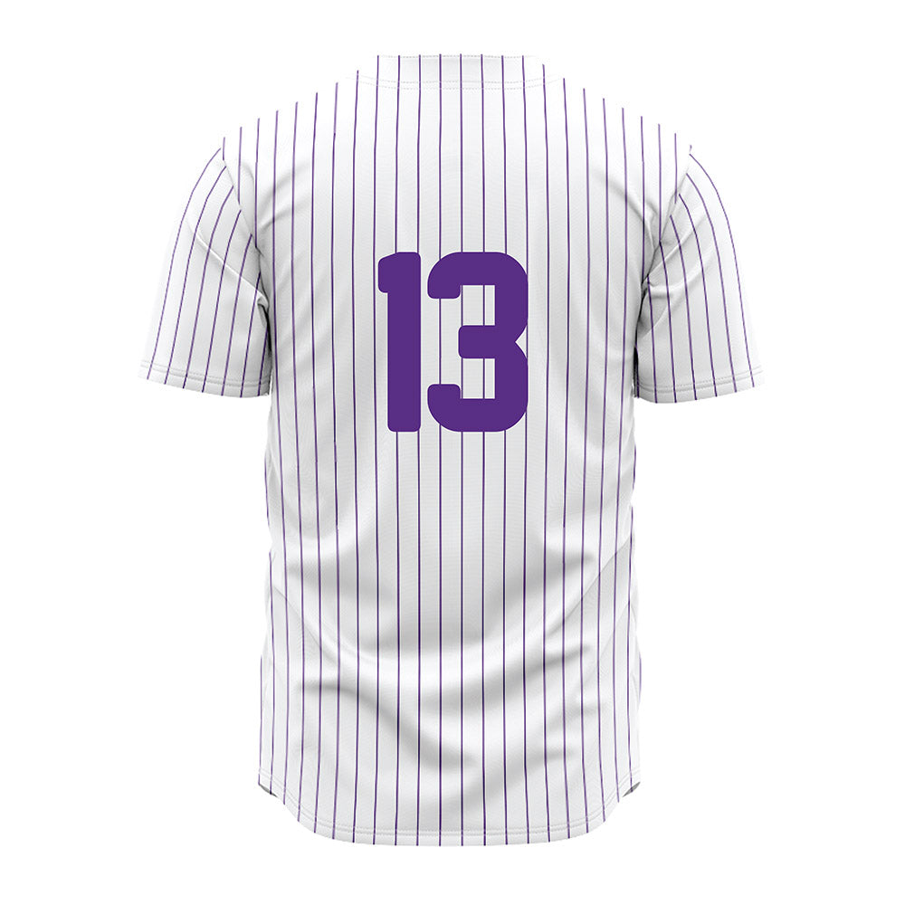 North Alabama - NCAA Baseball : Kyle Lewis - White Pin Stripe Jersey-1