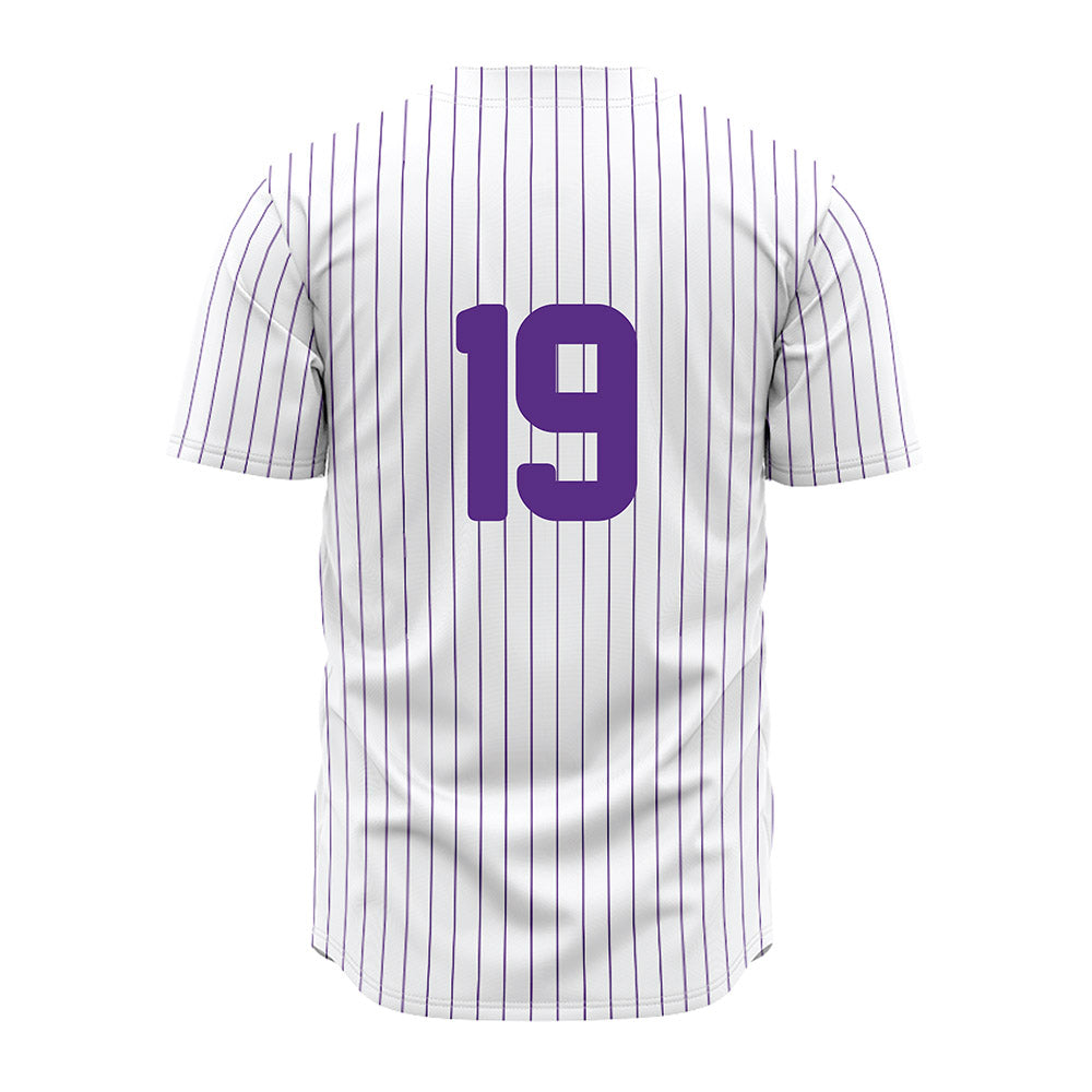 North Alabama - NCAA Baseball : Reese Young - White Pin Stripe Jersey-1