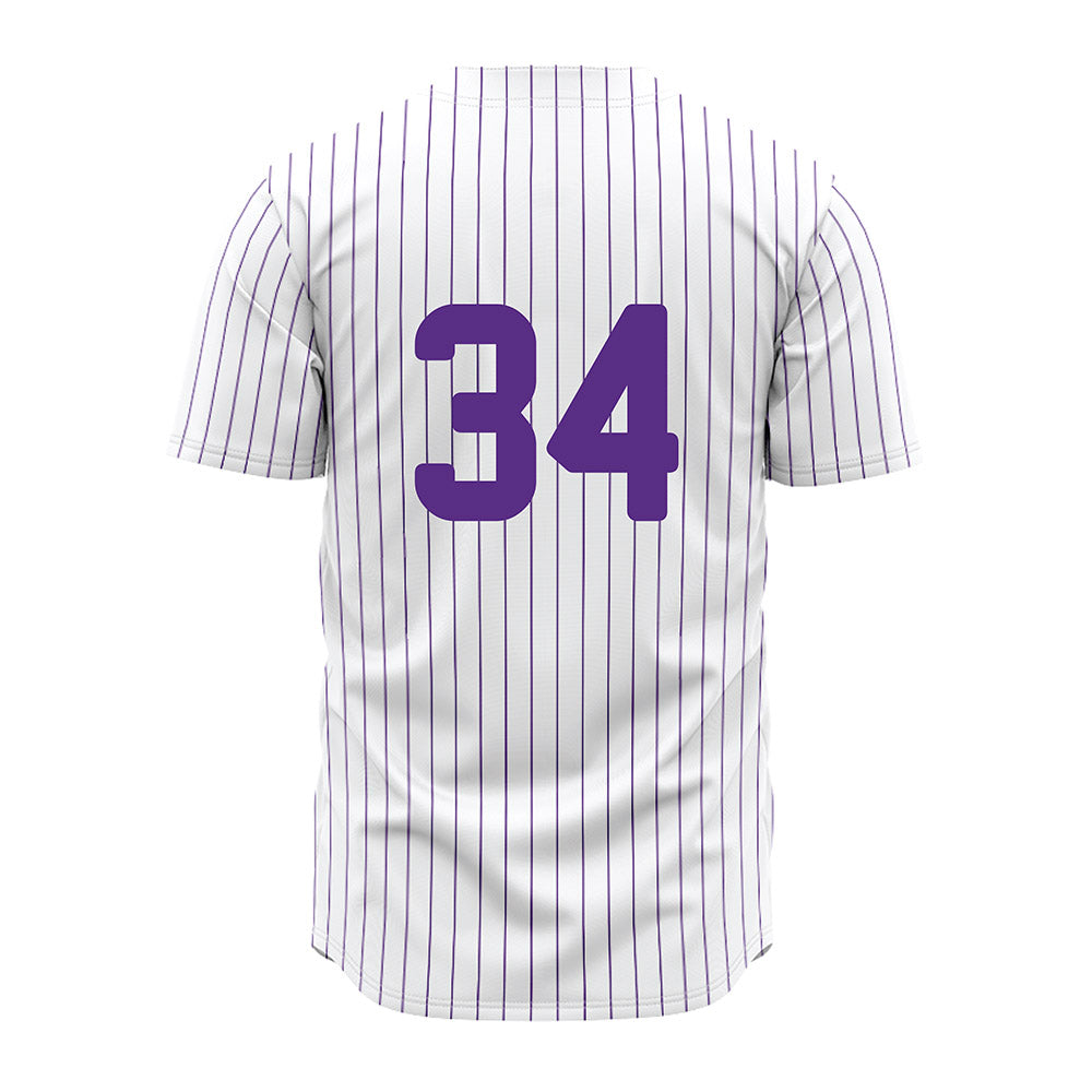 North Alabama - NCAA Baseball : Nash Rippen - White Pin Stripe Jersey-1