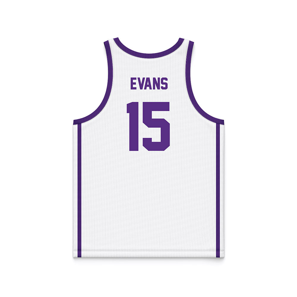 Tarleton State - NCAA Men's Basketball : Caleb Evans - White Basketball Jersey-1