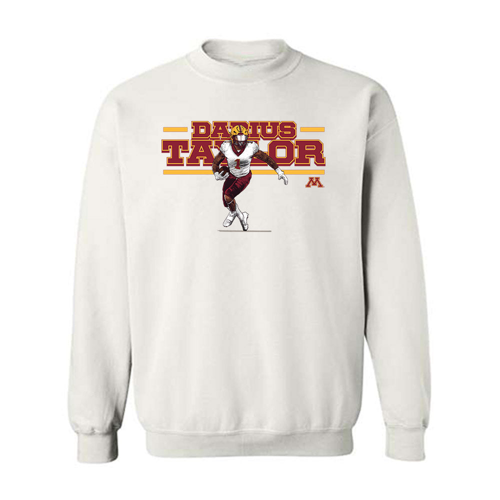 Minnesota - NCAA Football : Darius Taylor - White Individual Caricature Crewneck Sweatshirt