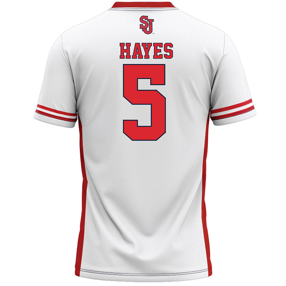 St. Johns - NCAA Men's Lacrosse : Jordan Hayes - White Lacrosse Jersey