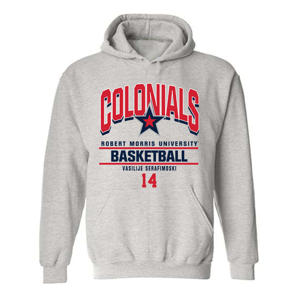 Robert Morris - NCAA Men's Basketball : Vasilije Serafimoski - Classic Fashion Shersey Hooded Sweatshirt-0