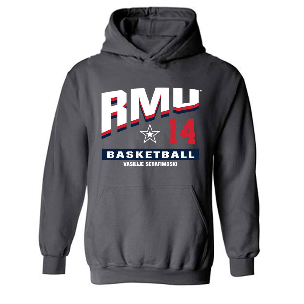 Robert Morris - NCAA Men's Basketball : Vasilije Serafimoski - Classic Fashion Shersey Hooded Sweatshirt-0