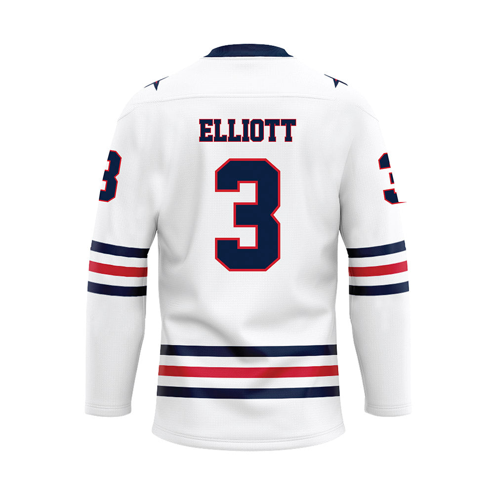 Robert Morris - NCAA Men's Ice Hockey : Dominic Elliott - White Hockey Jersey-1