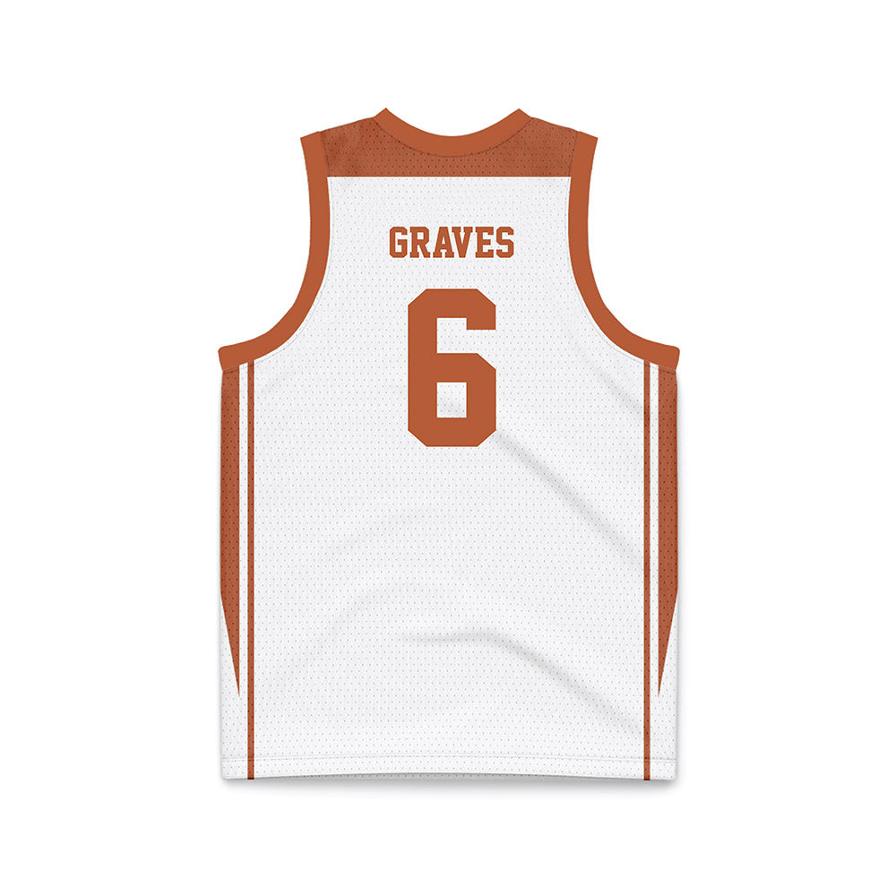 Texas - NCAA Women's Basketball : Sarah Graves - White Basketball Jersey-1