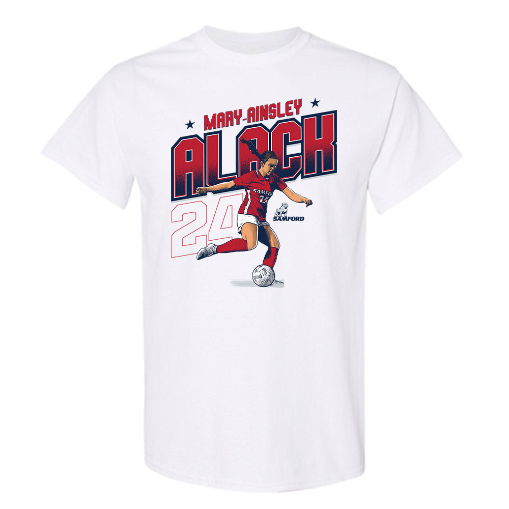 Samford - NCAA Women's Soccer : Mary-Ainsley Alack - Caricature T-Shirt-0