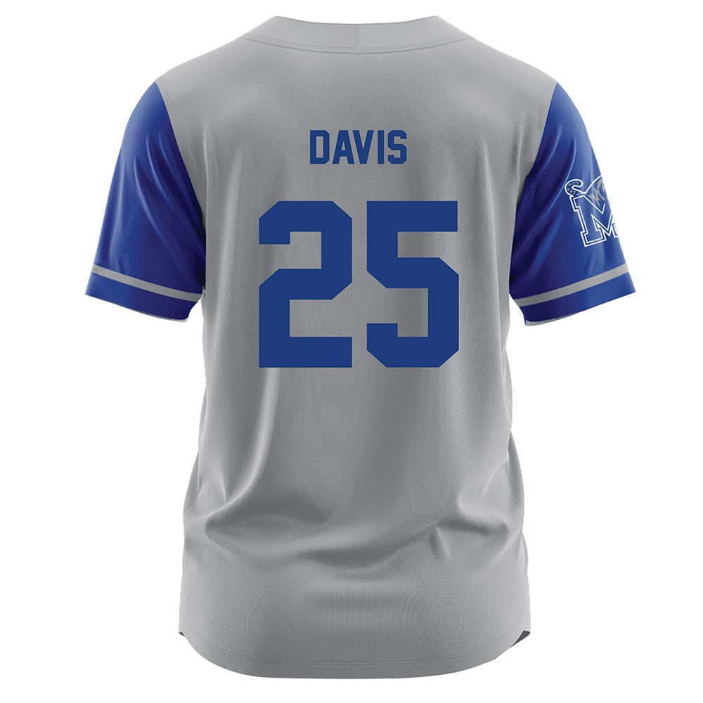 Memphis - NCAA Baseball : Cade Davis - Grey Jersey-1