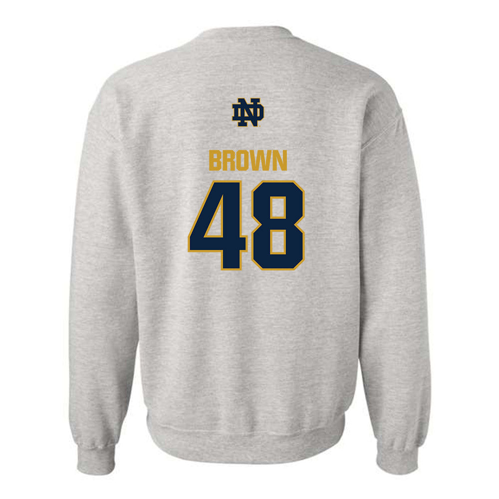 Notre Dame - NCAA Football : Mick Brown - Classic Fashion Shersey Crewneck Sweatshirt-1