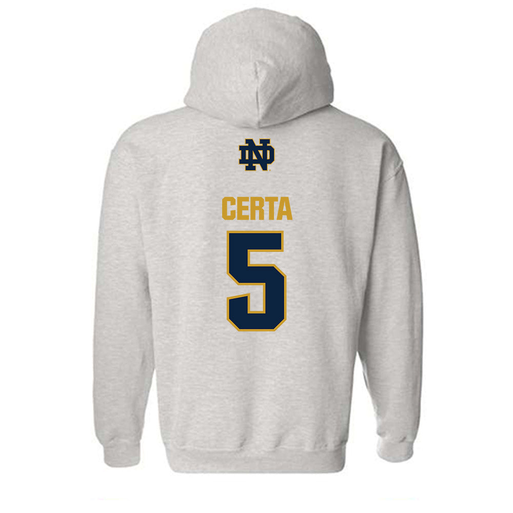 Notre Dame - NCAA Men's Basketball : Cole Certa - Classic Fashion Shersey Hooded Sweatshirt-1