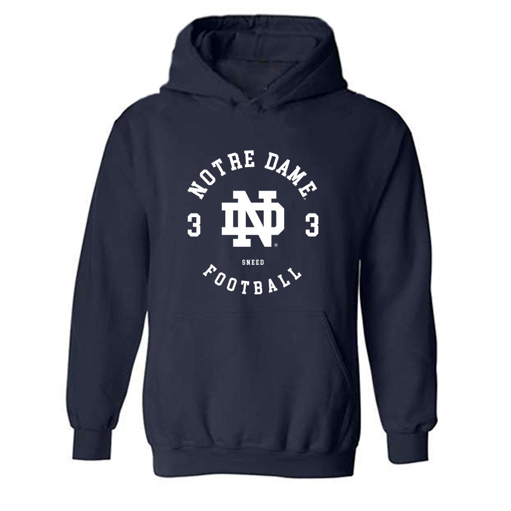 Notre Dame - NCAA Football : Jaylen Sneed - Classic Fashion Shersey Hooded Sweatshirt-0
