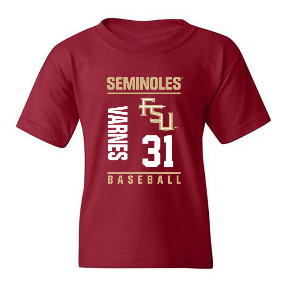 FSU - NCAA Baseball : Braxton Varnes - Fashion Shersey Youth T-Shirt-0