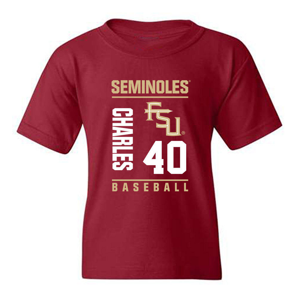 FSU - NCAA Baseball : Joe Charles - Fashion Shersey Youth T-Shirt-0