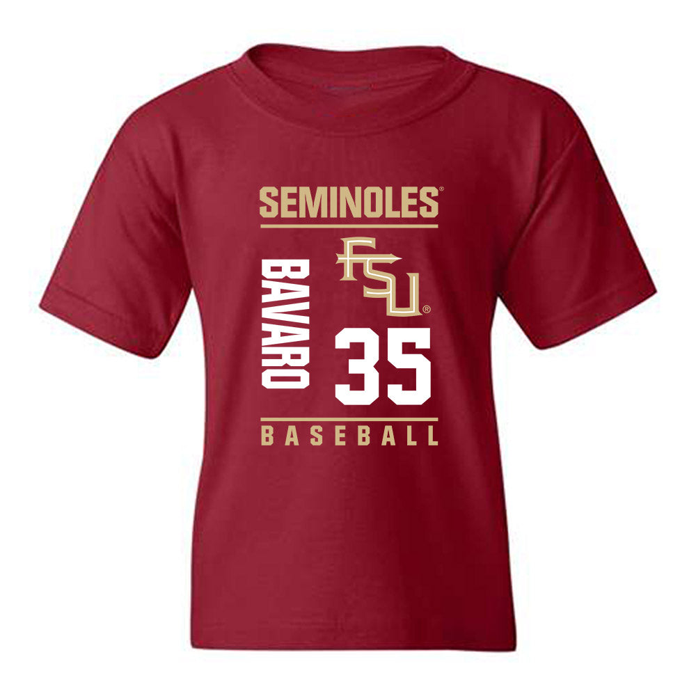 FSU - NCAA Baseball : Will Bavaro - Fashion Shersey Youth T-Shirt-0