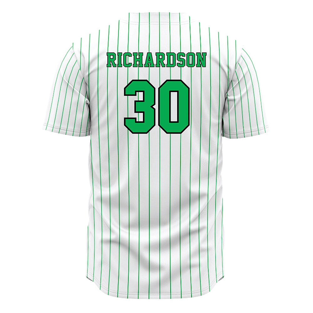 Marshall - NCAA Baseball : Hunter Richardson - White Pinstripe Jersey-1