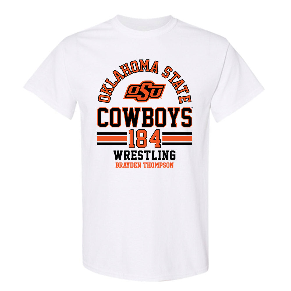 Oklahoma State - NCAA Wrestling : Brayden Thompson - Classic Fashion Shersey T-Shirt-0