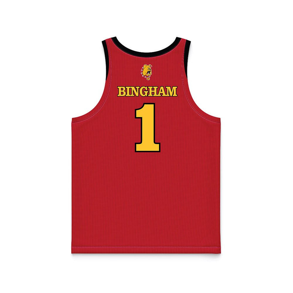 Ferris State - NCAA Men's Basketball : Mykel Bingham - Red Basketball Jersey-1