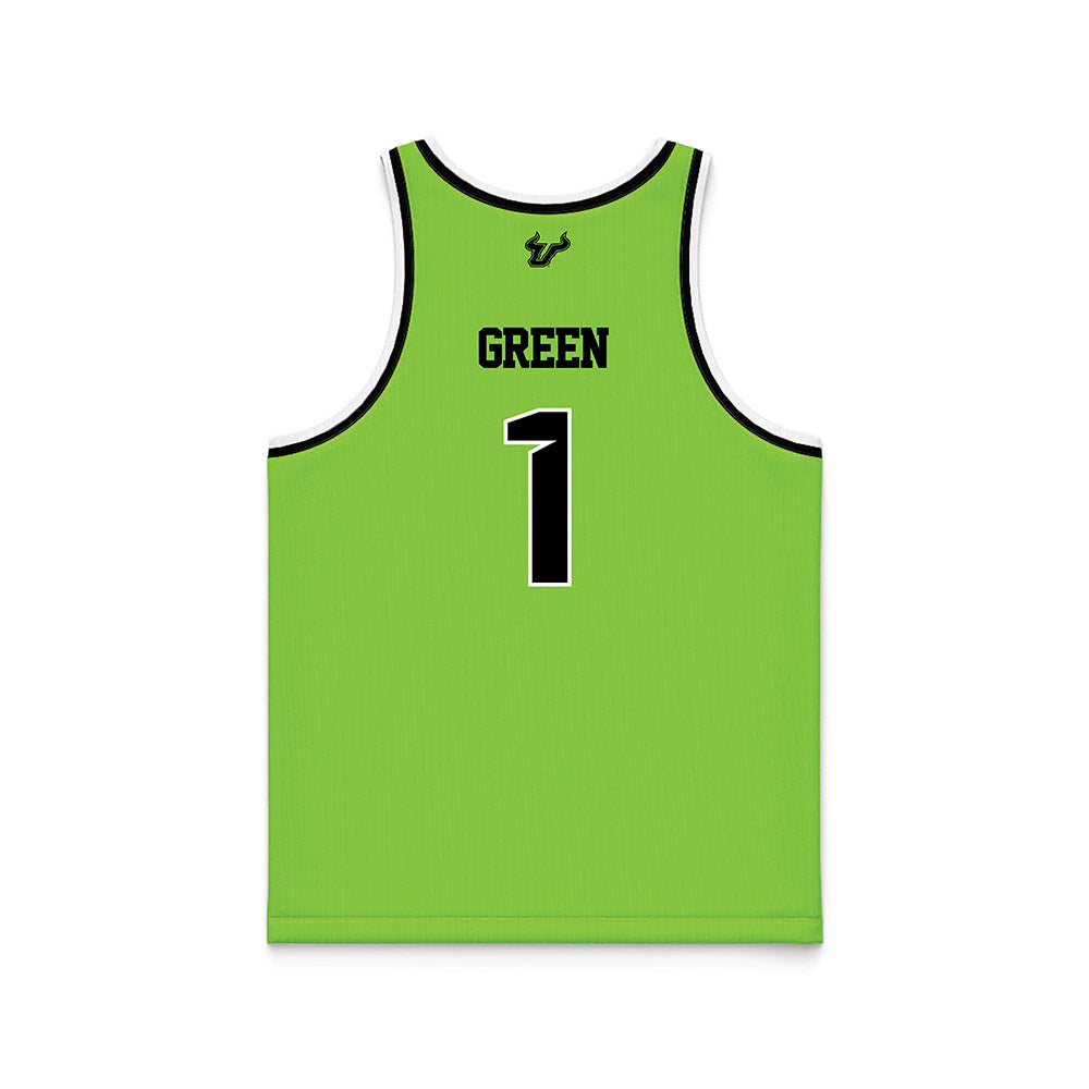 USF - NCAA Men's Basketball : DeAnte Green - Slime Basketball Jersey-1