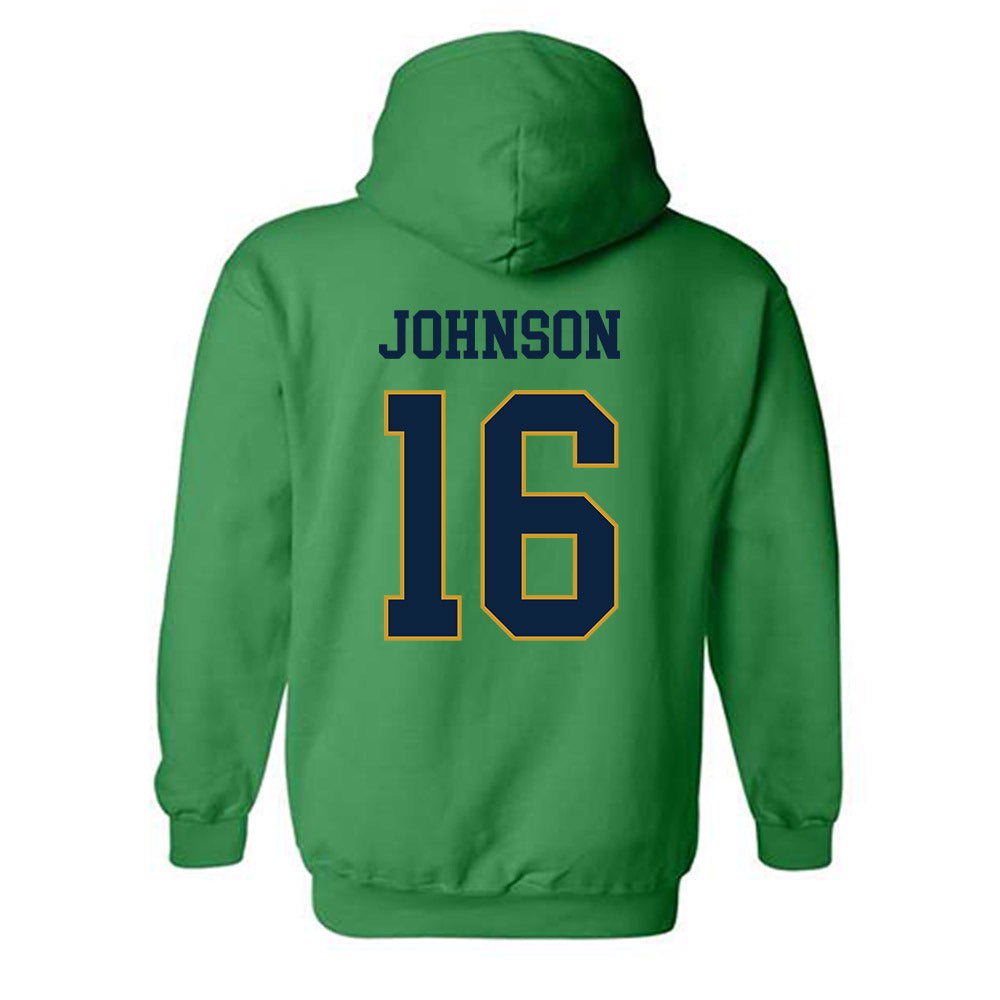 Notre Dame - NCAA Football : Tae Johnson - Classic Fashion Shersey Hooded Sweatshirt-1