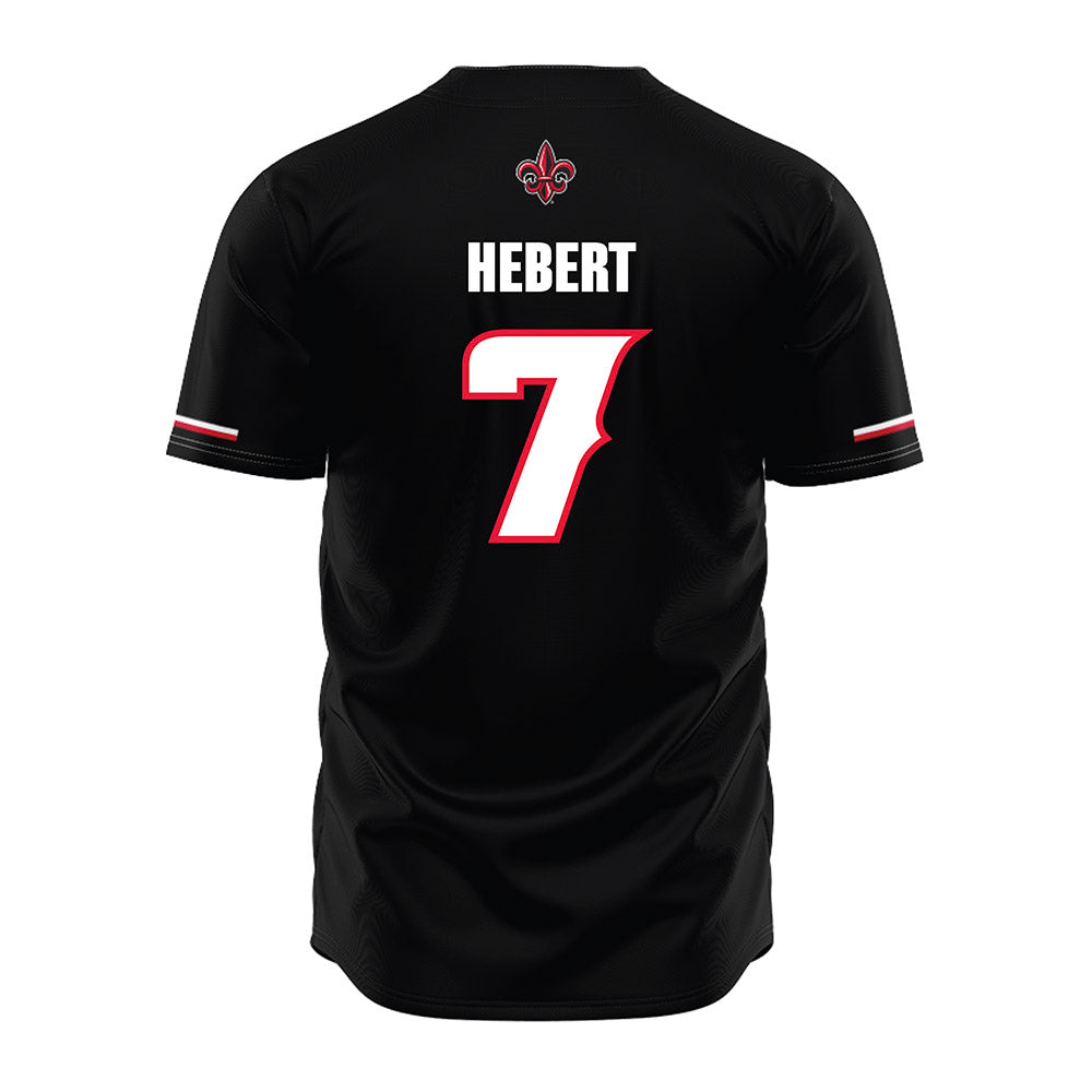 Louisiana - NCAA Baseball : Griffin Hebert - Black Jersey-1