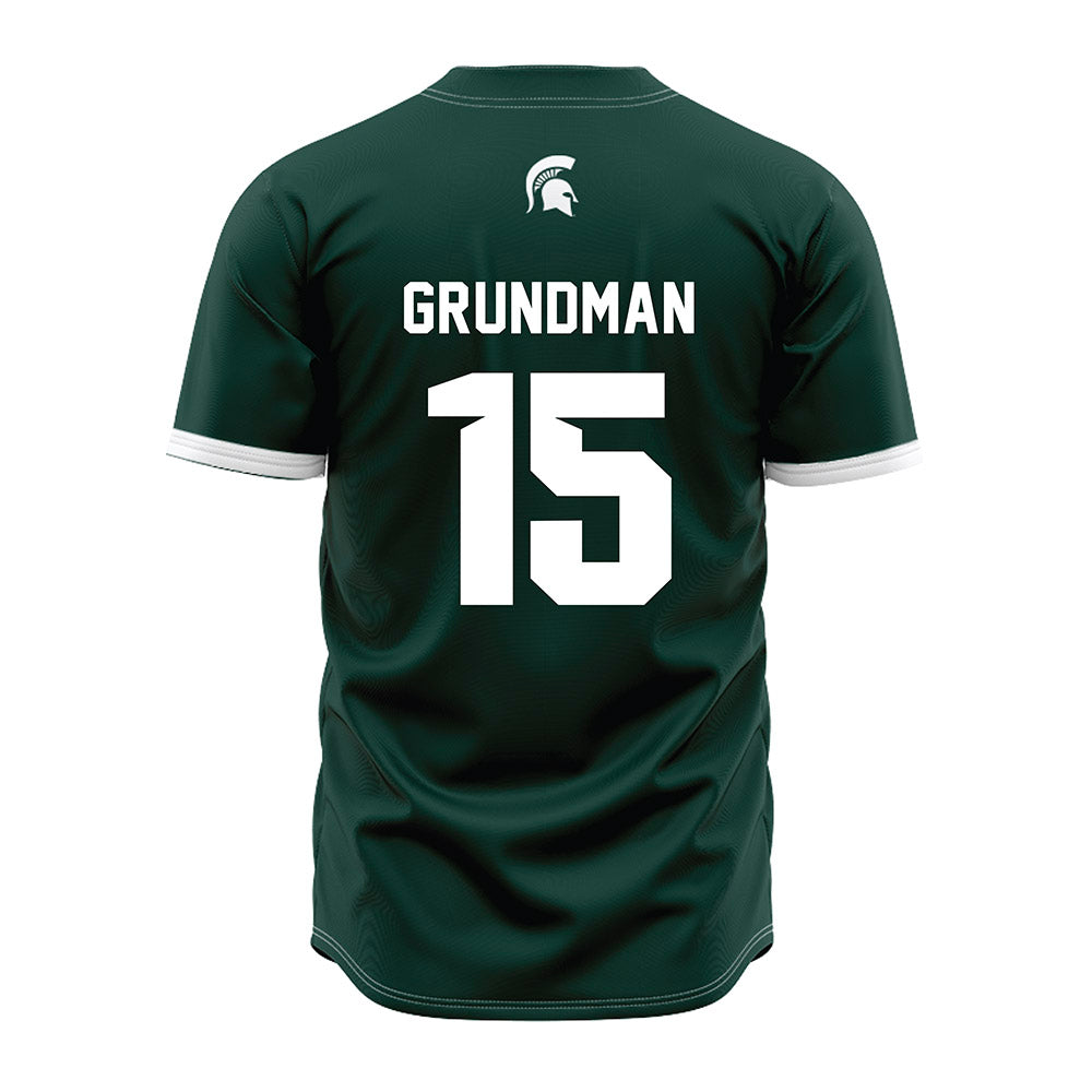 Michigan State - NCAA Baseball : Gannon Grundman - Green Jersey-1