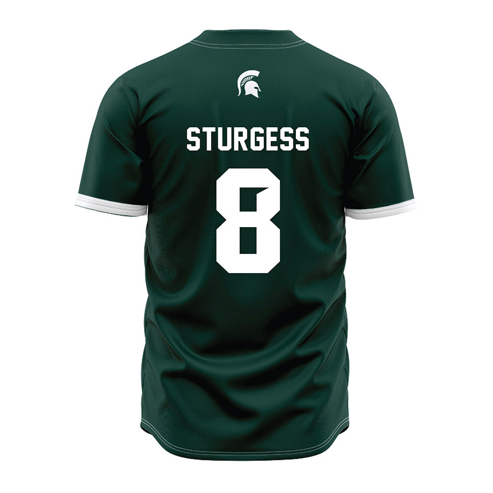 Michigan State - NCAA Baseball : Isaac Sturgess - Green Jersey-1